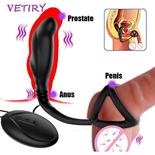VETIRY Vibrator Anal Plug Cock Ring Delay Ejaculation Ring Prostate Massager 3 Penis Ring Butt Plug Sex Toys For Women Men