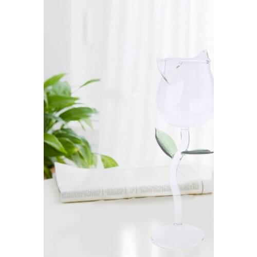 Wine Glass Rose Flower Shape Goblet Lead-Free Red Wine Cocktail Glasses Home Wedding Party Barware Drinkware Gifts 85DA