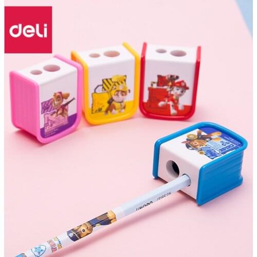 Deli pencil sharpener stationery kawaii cartoon two holes sharpener kids stationery gift random color school supplies