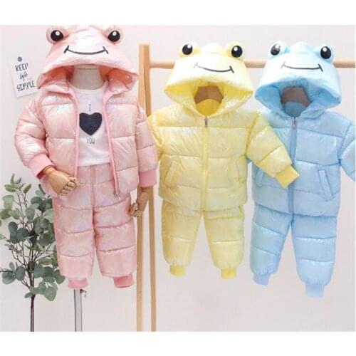 Baby clothes winter warm down jacket suit baby boy baby girl cotton-padded jacket cartoon cute two-piece hooded cotton jacket