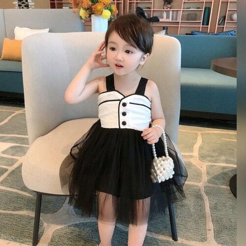 Summer new baby girls fashion button strapless tulle princess dresses children dress wholesale