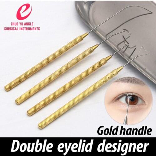 Double-eyelid designer with golden handle triangle simulator u-shaped double eyelid embedding tool arc t-shaped designer