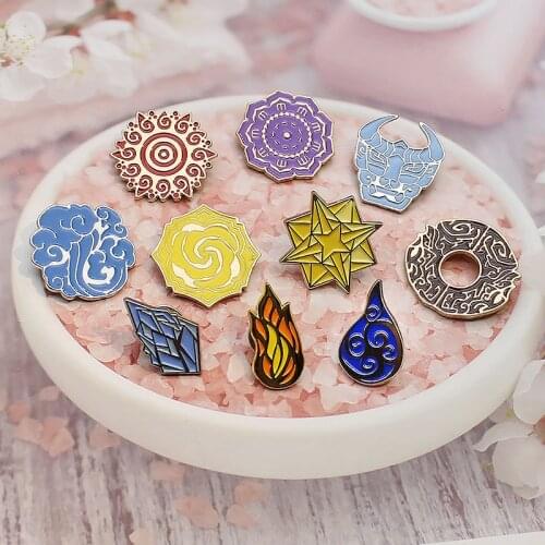 Gold wood water fire and earth Enamel Pins Colorful Geometric elements Brooches Lapel pin shirt Jewelry 10 styles