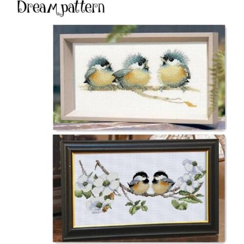 Bird lovers on flowers cross stitch package cartoon animal 18ct 14ct 11ct cloth cotton thread embroidery DIY handmade needlework