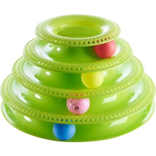 Pets Interactive Toys Cats Three-tier Turntable Pet Intellectual Track Tower Funny Cat Toy Plate 4 Balls 3 Balls