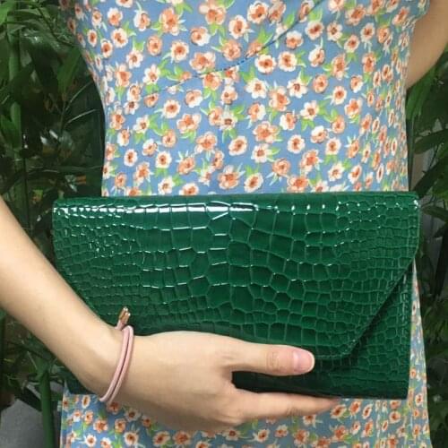 Blue Crocodile Clutch Bag Genuine Leather Summer Chain Clutch Wallet Bags Ladies Two Strap Shoulder Purse