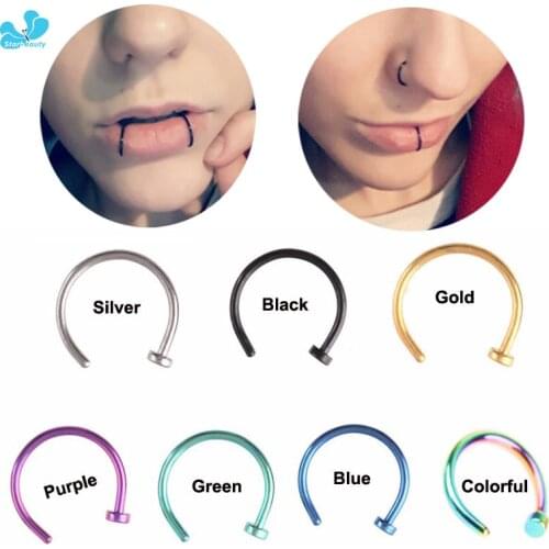 2 Pcs/Lot 8 Colors Nose Hoop Nose Rings Stainless Steel Body Piercing Jewelry Body Jewelry Pirsing Ombligo Drop Shipping
