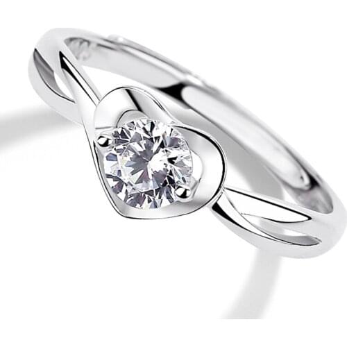 Heart-shaped 925 Sterling Silver Ring Confession Success Gift Luxury Exquisite Engagement Cute Romantic Love Attractive Jewelry