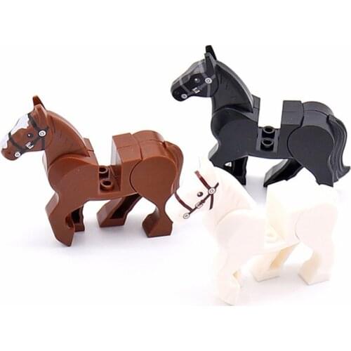 3pcs Kids Building Blocks Military Horse Equipment Accessories Weapon Animal Assemble Compatible Block Bricks Toys for Children