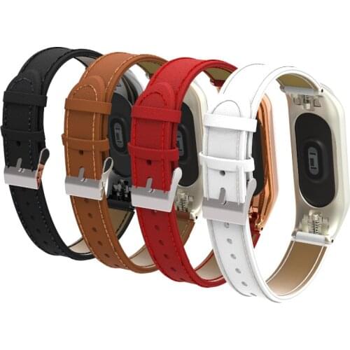 For Xiaomi MiBand5 band leather bracelet for xiaomi miband 3 4 strap Mi band5 band
