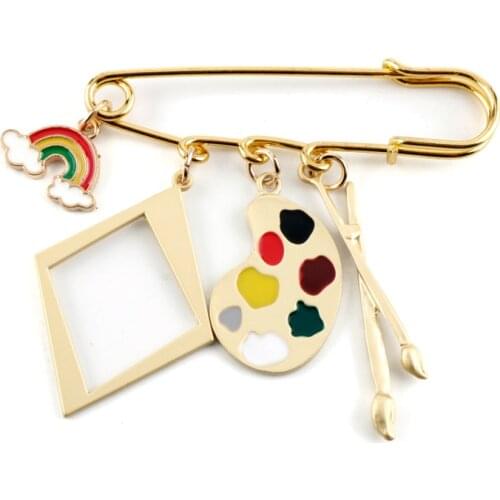 Creative Brooch Painting Color palette Pendants Buckle Pin Brooches Safety Pin Bags Clothes Decoration Pins painter student Gift