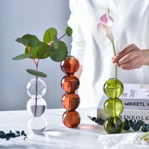 European Creative Glass Bubble Vase Flower Arrangement Hydroponic Flowers Spherical Art Flower Ornaments Vase Decoration Home