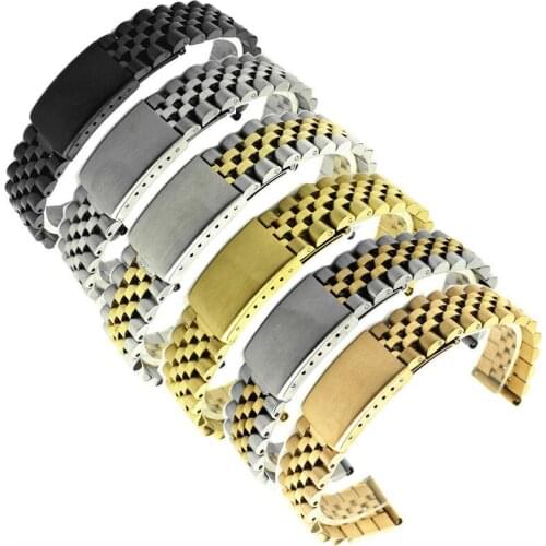 18mm 20mm 22mm Metal Watchbands Bracelet Silver Polished Stainless Steel Watch Band Strap Replacement Accessories