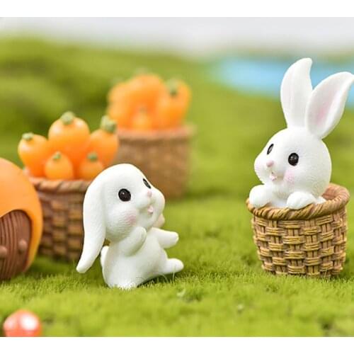 Micro Landscape Plant Ornament Garden Decor Miniatures Figurine Resin Craft Bonsai DIY Handmade 1Pcs Home Supplies Cute Bunny