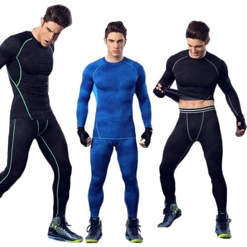 Fashion Winter Thermal Mens Sets Quick Dry Tight Underwear Fitness Leggings Long Sleeve Compression High Quality Clothing Suits