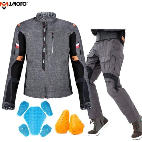 Motorcycle Jacket Man Set Motorbike Pants Suit Riding Windproof Spring Autumn Moto Jacket Body Armor CE Protective Gear Clothing