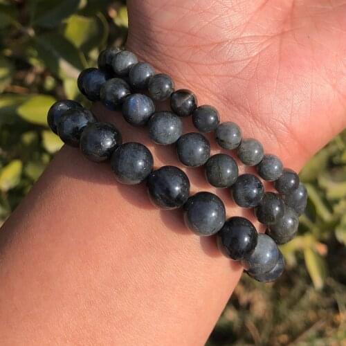 Natural Black Moonstone Labradorite Bracelet Round Beads Crystal Quartz Healing Stone Fashion Women Jewelry Gift
