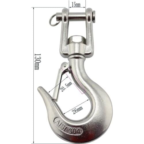 Stainless Marine Jaw Type Swivel Crane Hook Safety Load Limit of 650Kg Marine Boat Hoist Cargo Hook 2pcs 5/16 inch