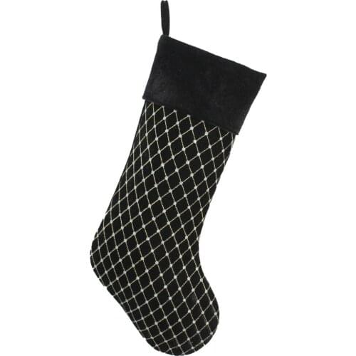 New arrivel set of 2 pcs Black Velvet design Diamond Glitter BlingBling Printed with Velvet cuff Christmas stocking P4729