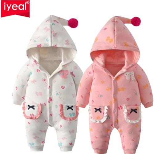 IYEAL Baby Girl Clothes New born Winter Hooded Rompers Warm Cotton Outfit Newborn Boys Jumpsuit Children Costume Toddler Romper