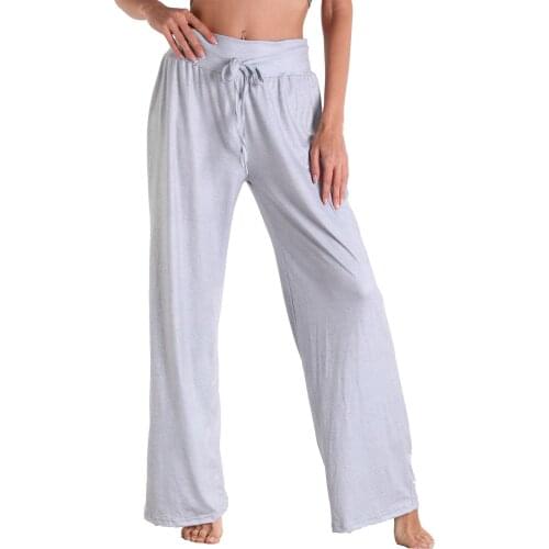 Casual Wide Leg Long Pants Sleep Bottoms Women Summer Spring Clothing Plus Size Drawstring Trousers Sleeping Wear 2021 S-3xl