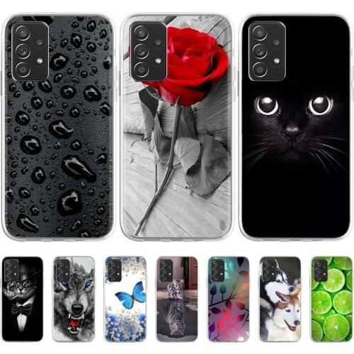 Phone Case For Samsung Galaxy A52 5G Case Silicone Soft Transparent Cover For Samsung A52 A 52 Capa Flower TPU Fundas 6.5 Inch