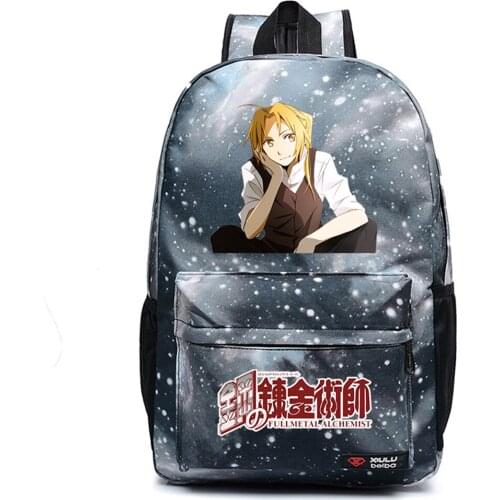 Backpack Anime Fullmetal Alchemist Schoolbag Canvas Packsack Casual High Quality Teenger Unisex Student Travel Laptop Bag