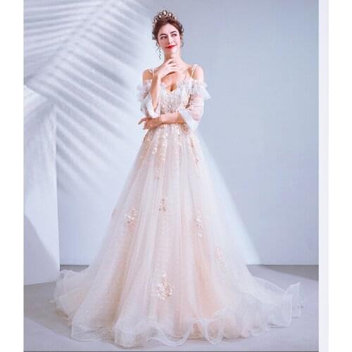 Sexy V-neck Evening Dress Robe De Soiree 2019 High Quality Grey Tulle With Applique Evening Dresses Real Photo