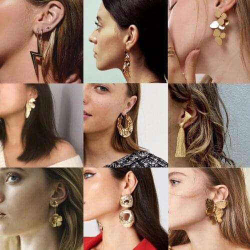 Tocona Punk Metal Drop Dangle Earrings Long Women Geometric Rose Gold Earrings Wedding Party Trend Jewellery Female bijouterie