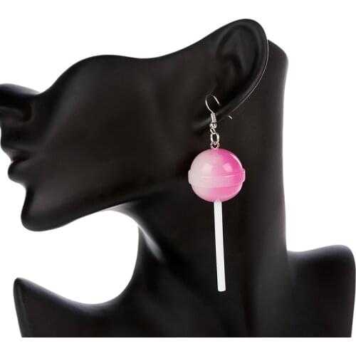 1Pair Cute Woman Gradient lollipop Earring Resin Stereoscopic Food Drop Earrings For Women Girls fashion jewelry Earrings Gift
