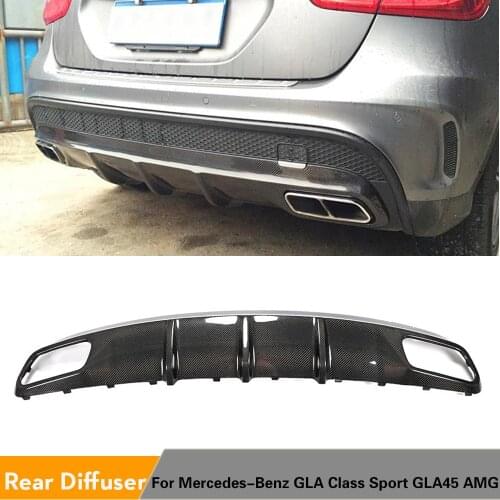 Rear Bumper Diffuser Lip Spoiler for Mercedes-Benz GLA Class GLA45 AMG 2015 2016 Rear Diffuser Lip Spoiler Carbon Fiber / FRP