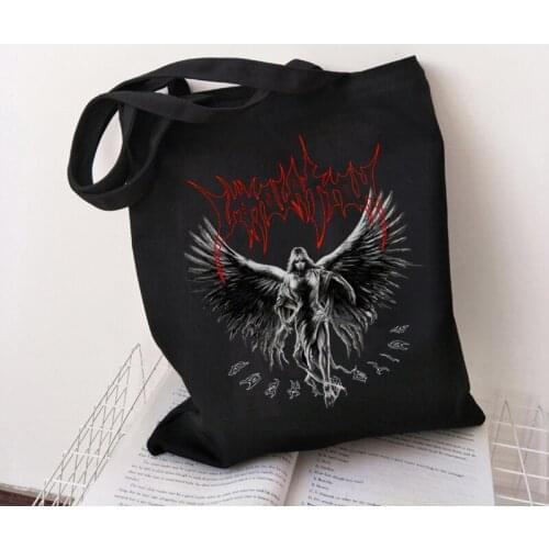 Emo Punk Harajuku handbag Retro angel Goth Womens Canvas bag shopping bag style Harajuku Dark Aesthetic Fairy Grunge Print
