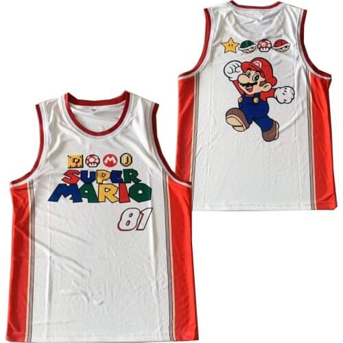 BG Super Mario jersey cute style Embroidery sewing Outdoor sportswear Hip-hop culture movie black summer basketball jerseys