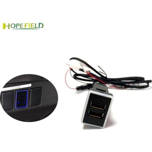 Dual USB Ports Charger Phone Adapter Quick Charge Blue LED For Toyota Camry Yaris Highlander Corolla Vios Reiz Prado RAV4
