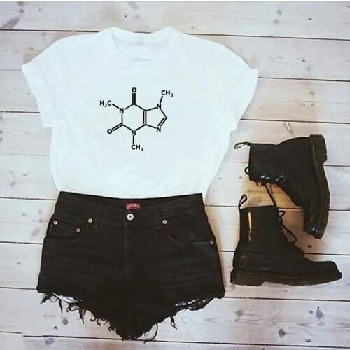 Caffeine Molecular Formula T-shirt woman Leonard Funny Tee Shirt Swag Cotton Summer T shirt womans clothing plus size