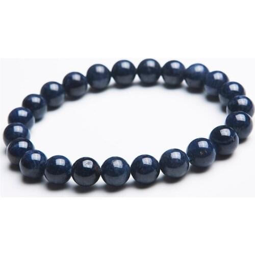 Genuine Natural Deep Blue Gems Stone Loose Round Beads Bracelets For Women Stretch Charm Bracelet Femme 8.5mm Drop Shipping