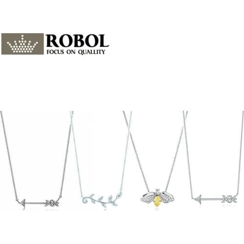 36 High Quality Original 925 Sterling Silver Arrow Leaf Bee Necklace with Original Engraved Woman Jewelry Gift Free Shipping