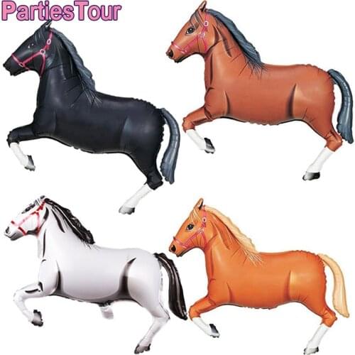 1pc Jumbo Brown Black Tan Horse Foil Ballons for Kids Cowboy Horse Animal Themed Birthday Party Decor Horse Shaped Mylar Balloon