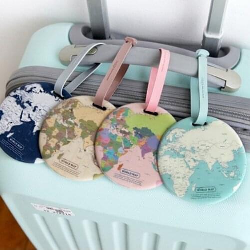 1pcs Fashion Map Luggage Tag Women Travel Accessories Silica Gel Suitcase ID Address Holder Baggage Boarding Tag Portable Label