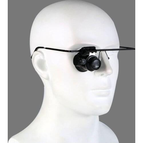 1 pcs Headband LED Light Glasses Monocular Magnifier 20X Watchmaker Jewelry Optical Lens Glass Magnifier Magnifier