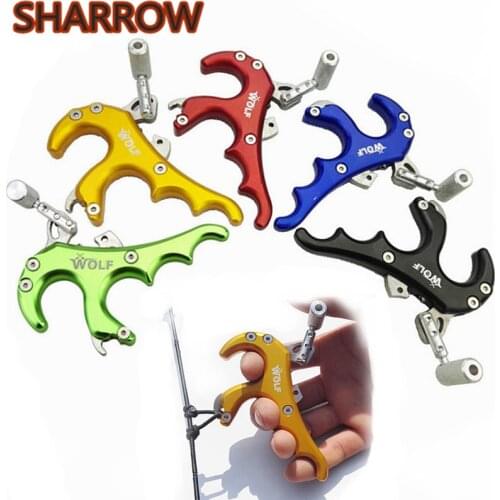 1pc Archery 4 Fingers Adjustable Bow Release Trigger Tension Aids Grip Stainless Steel Release Compound Bow Shooting Accessories