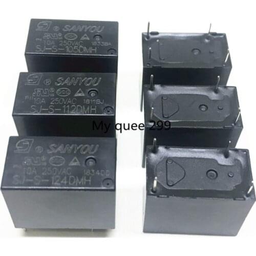 10pcs 4pins SJ-S-105DMH SJ-S-112DMH SJ-S-124DMH 5VDC 12VDC 24VDC 10A 250VAC Relay