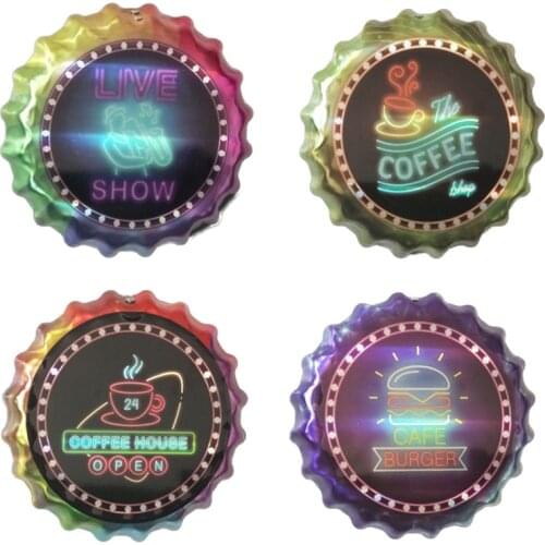 18cm Bottle Cap Metal Tin Signs Wall Plaques Beer Bar Pub Club Cafe Bar Round Plates Decor Retro Wall Art Poster Home Decoration