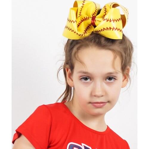 2Pcs/lot High Quality Big Softball Leather Baseball Hair Bows With haiclips Handmade Fashion Barrettes Hair Accessories