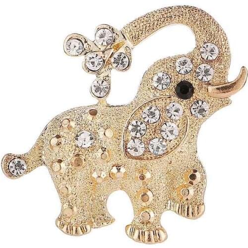 2020 New Fashion Rhinestone Elephant Animal Brooch for Women Elegant Animal Pin Corsage Scarf Shawl Badge Jewelry Gift