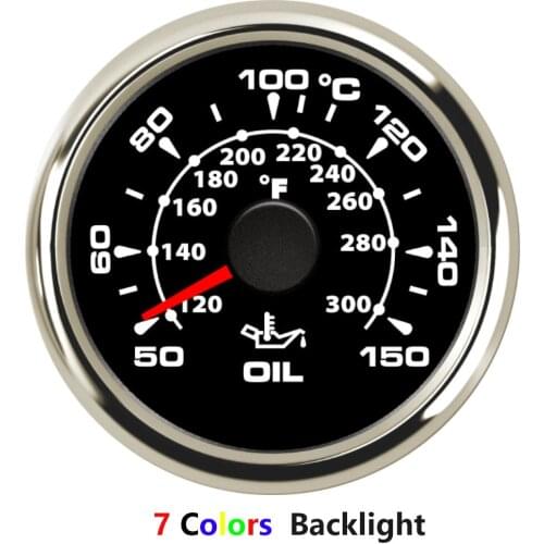 52MM 2'' Digital Car Motorcycle Oil Temperature Gauge Meter Waterproof Oil Temp Gauge for marine boat 7 Color Backlight 9-32V
