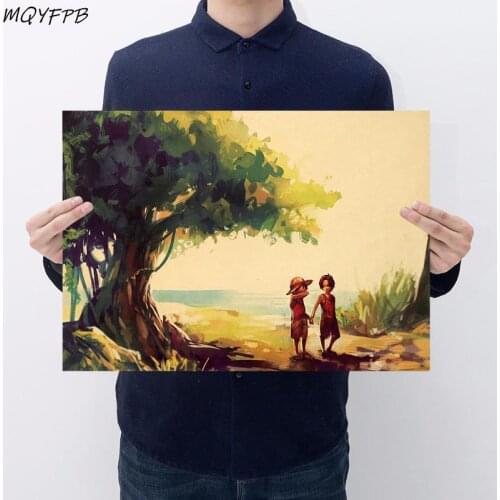 Anime One Piece Character Kraft Paper Poster Wall Sticker Gift Decoration Household Goods 50.5x35cm