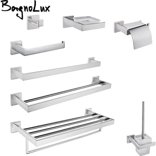 BagnoLux Chrome Stainless Steel Beautiful Wall Hook Toilet Paper Holder Towel Bar Bathroom Accessories