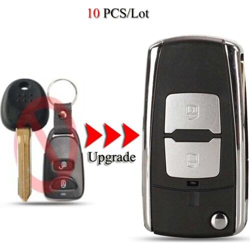 Kutery 10PCS/Lot Upgrade Folding Remote Car Key Shell For Kia Sedona For Hyundai Elantra Santa fe Tucson 2Buttons Case Fob Cover