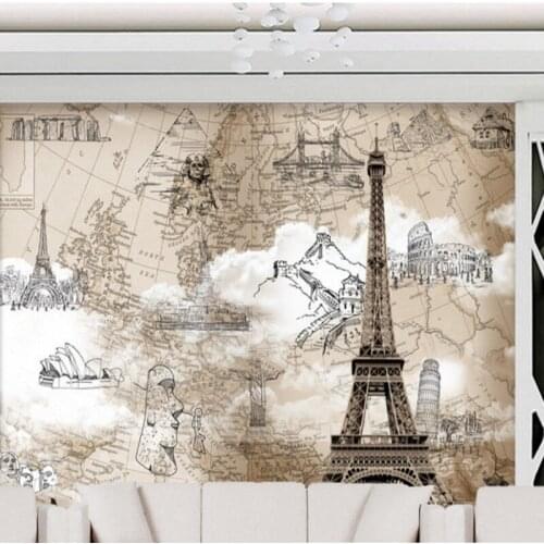 Drop Shipping Custom Photo Wallpaper Nostalgic Tower Background Wall Conference Room Decoration Wallpaper High Quality Mural